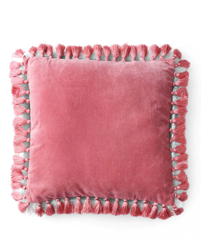 KIP & Co. Dusty Rose Velvet Tassel Cushion