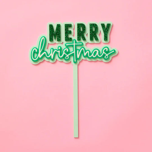 Merry Christmas Cake Topper Fizzy Green