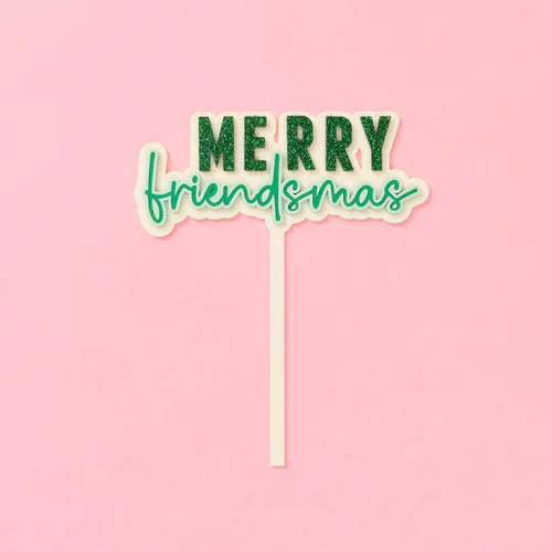 Merry Friendmas Cake Topper Pink