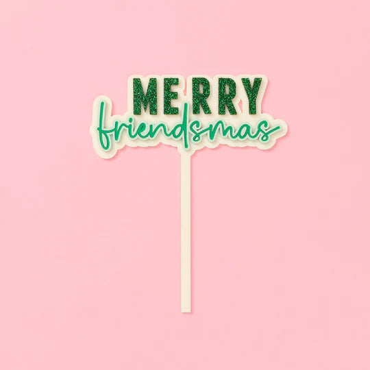 Merry Friendmas Cake Topper Pink