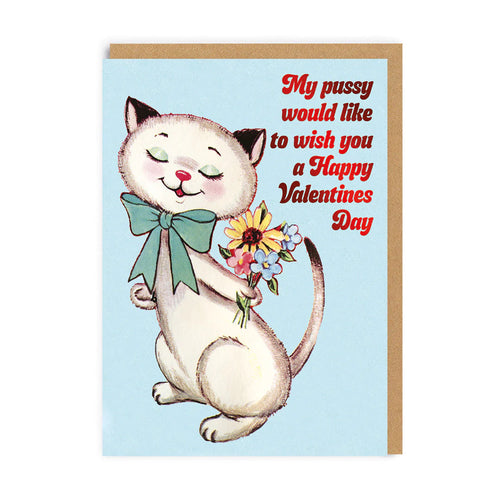 Pussy Cat Valentines Greeting Card