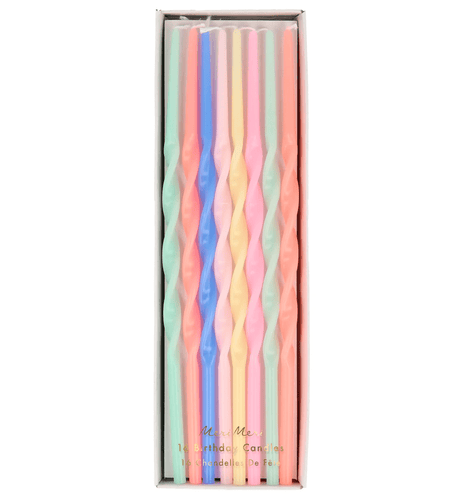 Mixed Rainbow Twisted Long  Party Candles Set 16
