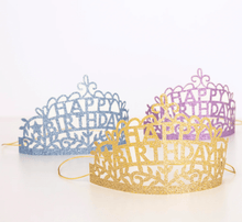 Load image into Gallery viewer, Happy Birthday Glitter Tiaras (Pack 8)