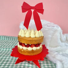 Load image into Gallery viewer, Giant Festive Bow Cake Topper Ruby Red