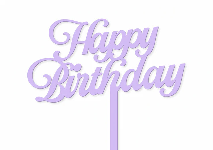 Lilac Script Happy Birthday Topper