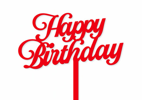 Red Script Happy Birthday Topper