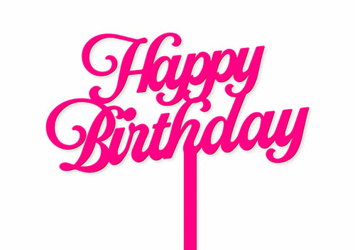 Hot Pink Script Happy Birthday Topper