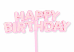 Pink Wonky Happy Birthday Cake Topper