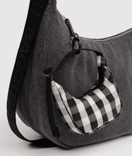 Load image into Gallery viewer, Baggu Crescent Bag Charm - Black and Cream Gingham