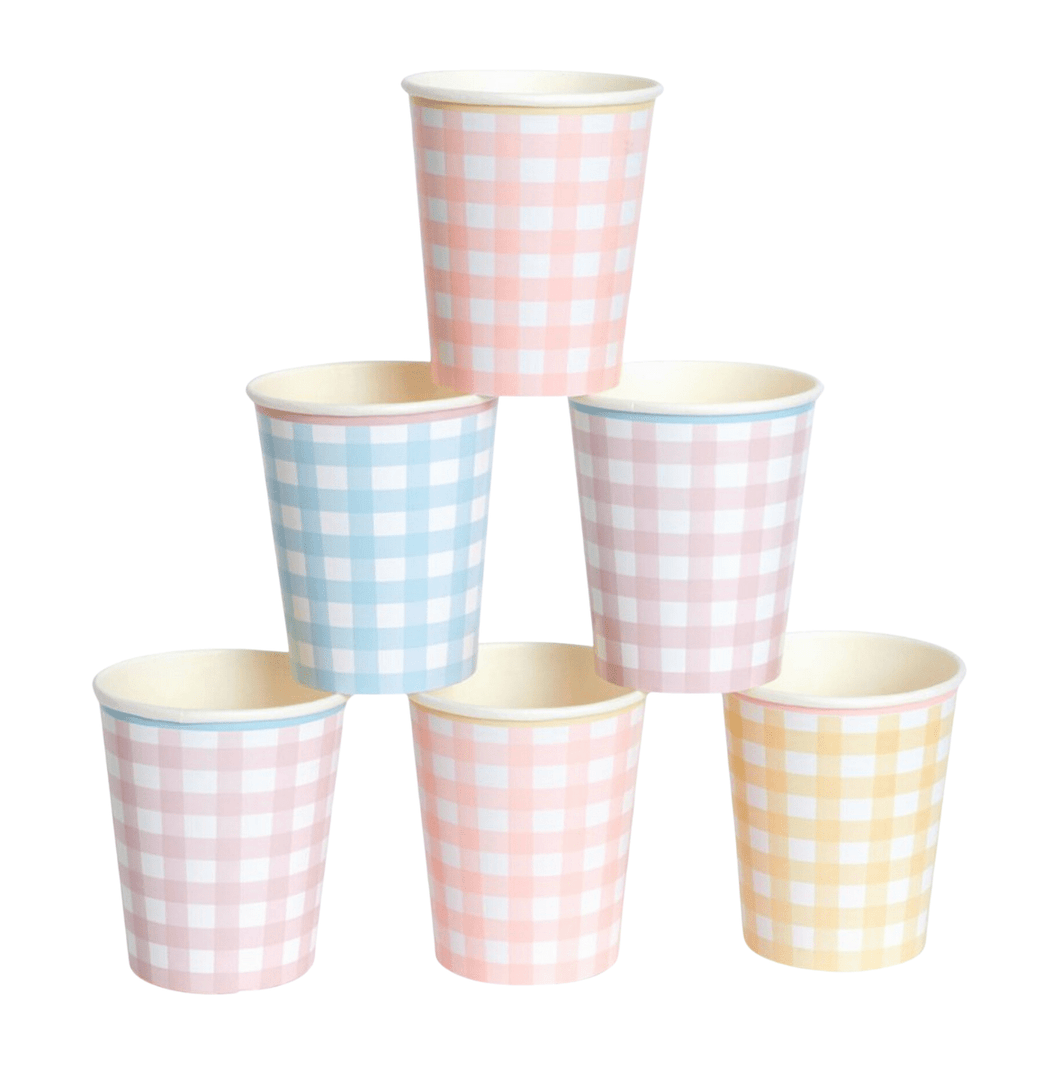 Gingham Cups (Pack 12)