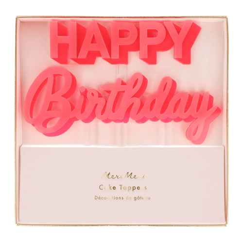 Happy Birthday Pink Acrylic Cake Toppers