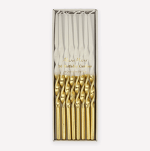 Load image into Gallery viewer, Gold Dipped Twisted Candles (Pack 16)