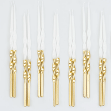 Load image into Gallery viewer, Gold Dipped Twisted Candles (Pack 16)