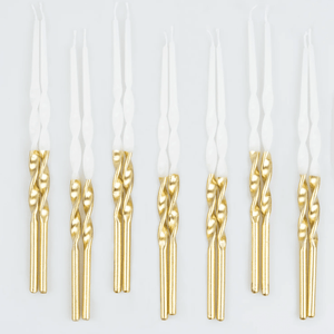 Gold Dipped Twisted Candles (Pack 16)