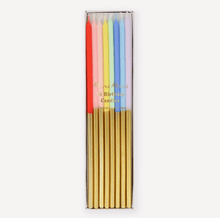 Load image into Gallery viewer, Gold Dipped Rainbow Candles (Set 16)