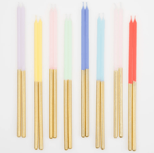 Load image into Gallery viewer, Gold Dipped Rainbow Candles (Set 16)