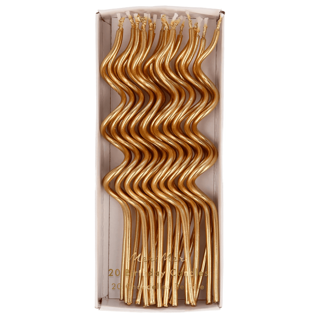 Swirly Gold Party Candles (Set 20)
