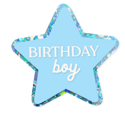 Birthday Badge 'Birthday Boy Blue Glitter
