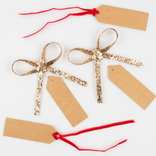 Load image into Gallery viewer, Glitter Bows Gift Tag Set (Pack 6)