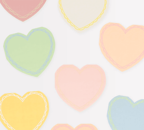 Pastel Heart Small Napkins (Pack 16)