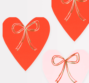 Heart With Bow Napkins (Pack 8)