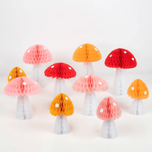 Load image into Gallery viewer, Honeycomb Mushroom Decorations (Pack 10)