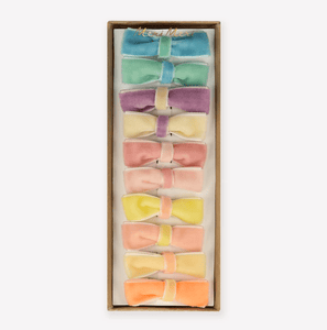 Pastel Velvet Mini Bow Clips (Set 10)