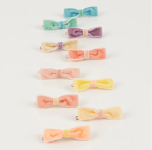 Load image into Gallery viewer, Pastel Velvet Mini Bow Clips (Set 10)