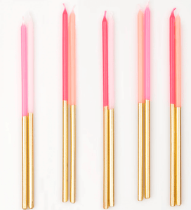 Gold Dipped Pink Mix Candles (Set 16)