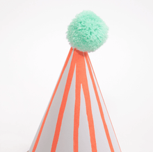 Load image into Gallery viewer, Striped Pom Pom Party Hats (Pack 8)
