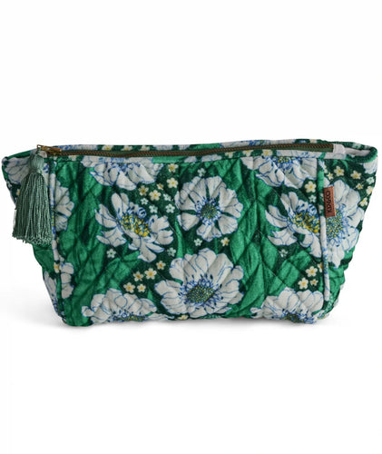 KIP & Co. Tumbling Flowers Green Velvet Toiletry Bag