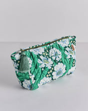 Load image into Gallery viewer, KIP &amp; Co. Tumbling Flowers Green Velvet Toiletry Bag