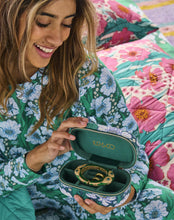 Load image into Gallery viewer, KIP &amp; Co. Tumbling Flowers Green Travel Velvet Jewellery Box