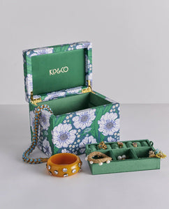 KIP & Co. Tumbling Flowers Green Velvet Jewellery Box Large