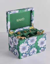 Load image into Gallery viewer, KIP &amp; Co. Tumbling Flowers Green Velvet Jewellery Box Large