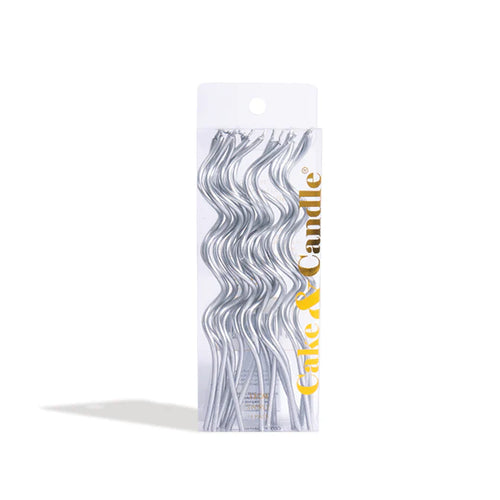 Swirly Cake Candles / Silver (Pk 16)