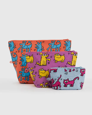 Baggu -Go Pouch Set Keith Haring Pets