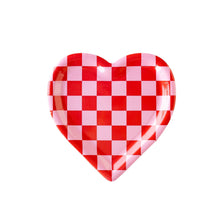 Load image into Gallery viewer, Checkered Heart Shaped Paper Plate (Pack 8)