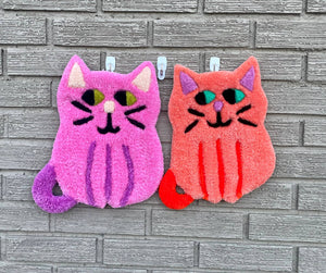 Cat Tufted Wall Hanging: Orange