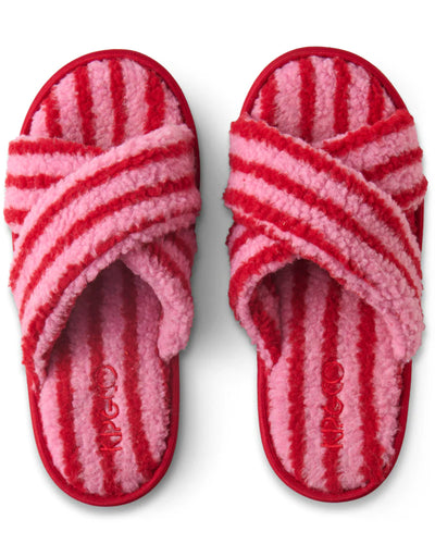 KIP & Co. Candy Stripe Sherpa Adult Slippers