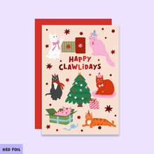 Load image into Gallery viewer, Happy Clawlidays Cat Christmas Card | Feline Holiday Card
