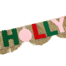 Load image into Gallery viewer, Holly Jolly Gold Fringe Banner - Reusable Festive Garland