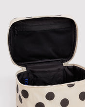 Load image into Gallery viewer, Baggu Large Cosmetic Case Cream &amp; Black Polka Dot
