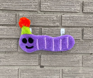 Worm with Party Hat Tufted Wall Hanging: Purple