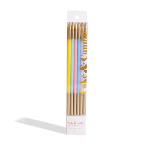 Gold Double Dipped Candles / Pastel (Pk 12)