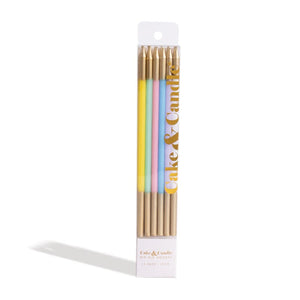 Gold Double Dipped Candles / Pastel (Pk 12)