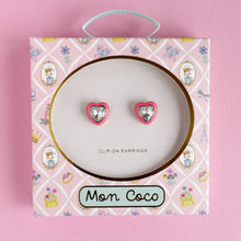 Load image into Gallery viewer, Bling Heart Clip-On Earrings