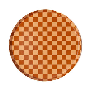 Checkered Cafe Con Leche Plates Small  (Pack 8)