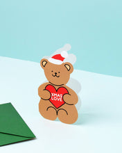 Load image into Gallery viewer, Xmas Love - Die Cut Card - Cute - Teddy Bear Christmas Card