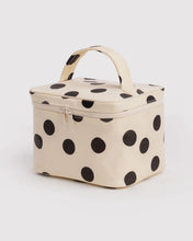 Load image into Gallery viewer, Baggu Large Cosmetic Case Cream &amp; Black Polka Dot